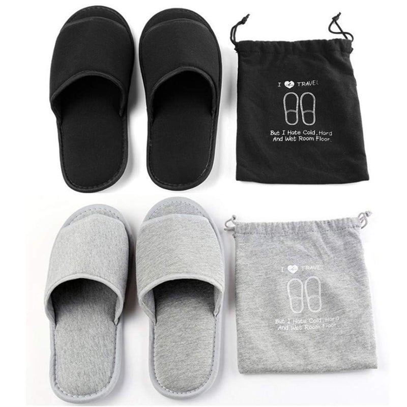 ITODA Portable Travel Slipper Spa Hotel Open Toe Sandals Non Disposable Foldable Shoes Guest Indoor House Room Business Trip Party Washable Footwear with Bags - Image 1